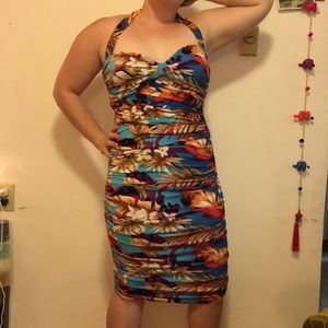 Boston Proper Ruched Halter Midi Dress